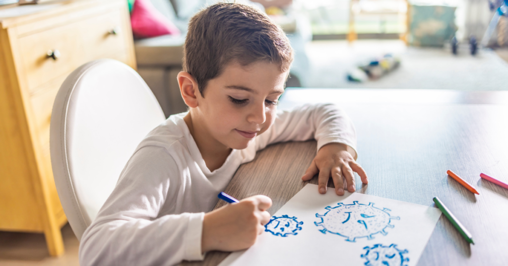 World Autism Day Kid Drawing covid-19 virus